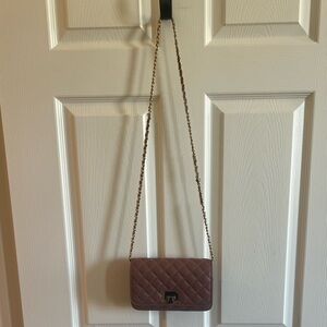 NWOT Mauve taupe Elegant Quilted Chain Shoulder Bag - Brown